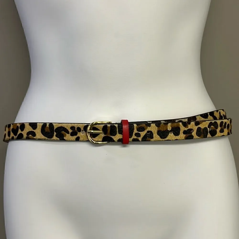 Royal Albartross Women’s Leopard Animal Print Hair Textured Adjustable Belt Med